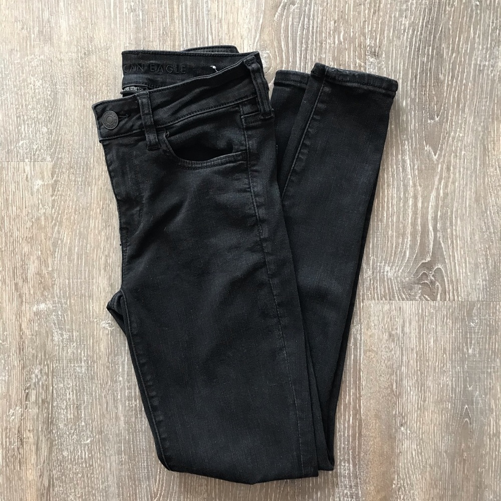 American Eagle Black Ripped Jeggings, 2R, VGUC